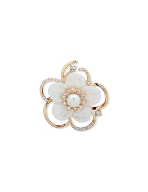 Broches Anne Klein White Flower Brooch Gold   | OTB-7376978